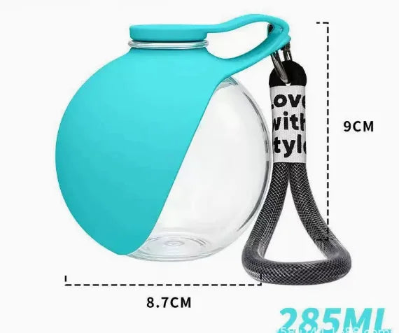 Dogs Drinking Bottle with Silicone Bowl, 285ml Stainless Steel Leak-Proof Dog Drinking Bottle for Cats and Dogs, Walks and Hikes
