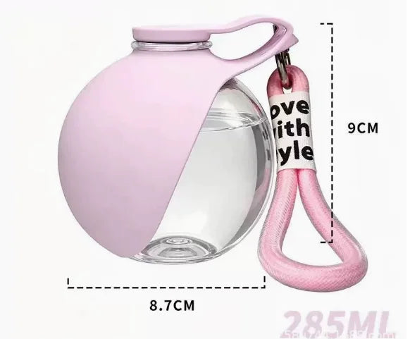 Dogs Drinking Bottle with Silicone Bowl, 285ml Stainless Steel Leak-Proof Dog Drinking Bottle for Cats and Dogs, Walks and Hikes